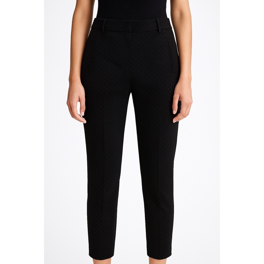 Zara Basic Black Polka Dot Textured Cropped Ankle Pants Women US 2